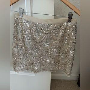 Beaded nude miniskirt